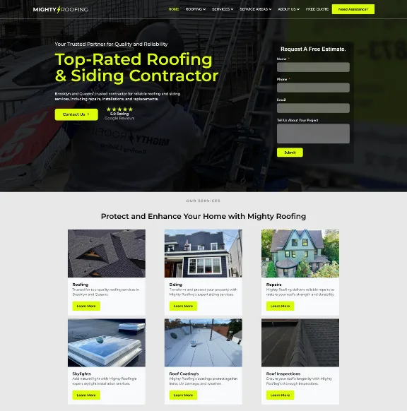 Mighty Roofing Website Done by Fierce Media, a Home Services Marketing Agency